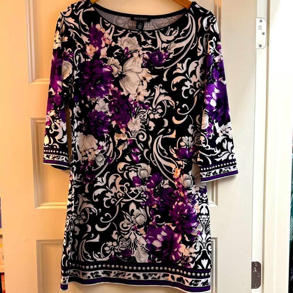 White House Black Market Black & Purple Tunic, medium